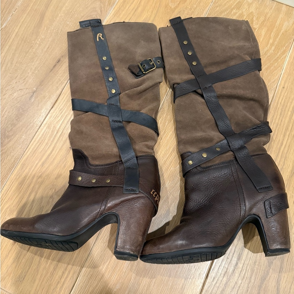 Replay Brown and Black Heeled Boots